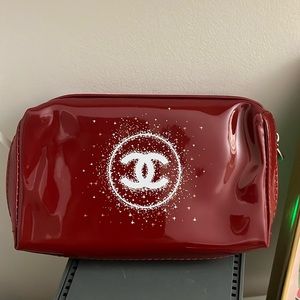 CHANEL Beauty Red Makeup Zip Pouch
